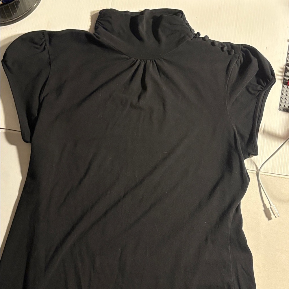 Chic Black Women's Blouse with Button Detail